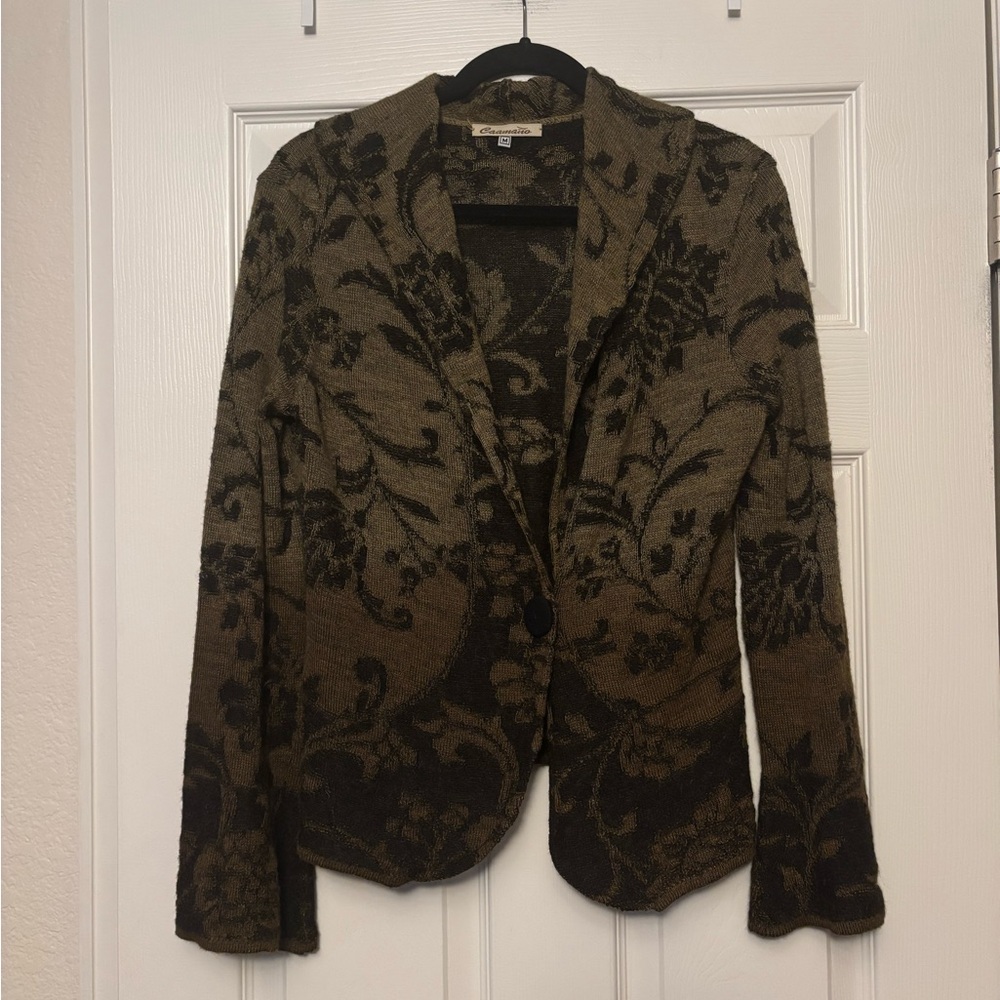 Caamano | Alpaca Knit Blazer‎ Cardigan Green Boho Bohemian Grannycore Sz M